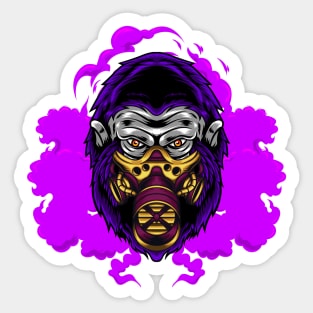 Gorilla with Gas Mask Illustration Sticker